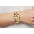 Michael Kors Slim Runway MK3477 33mm Women's Quartz Watch – Pavé Gold with Gold Stainless Steel Bracelet