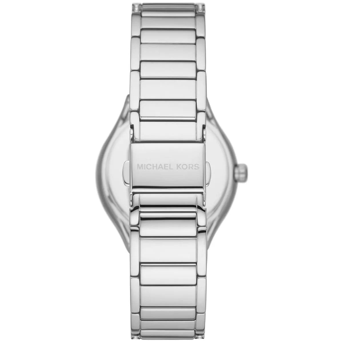 Michael Kors Sylvia MK4657 34mm Women's Quartz Watch – Mother-of-Pearl White with Silver Stainless Steel Bracelet