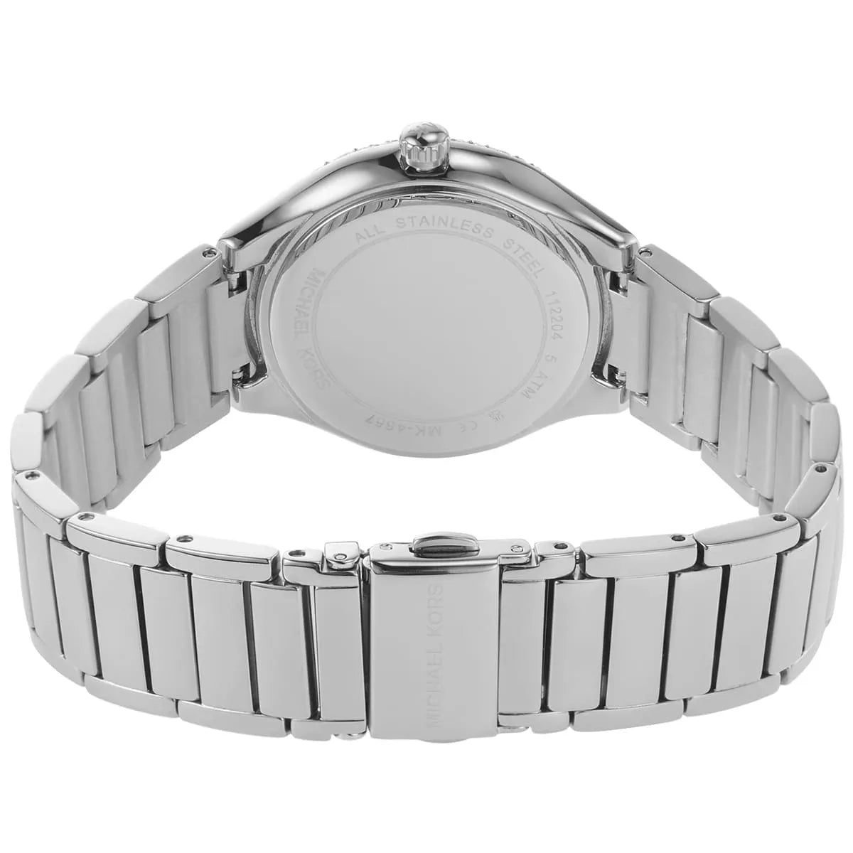 Michael Kors Sylvia MK4657 34mm Women's Quartz Watch – Mother-of-Pearl White with Silver Stainless Steel Bracelet