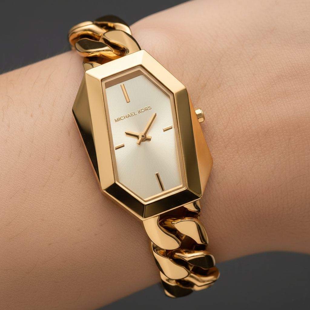 Michael Kors Gia MK4878 22mm Women's Quartz Watch – Sunray Gold with Gold Chain-Link Bracelet