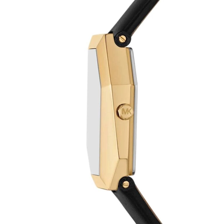 Michael Kors Gia MK4880 22mm Women's Quartz Watch – Sunray Black with Black Genuine Leather Strap