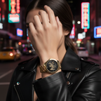 Michael Kors Runway MK6682 38mm Women's Chronograph Watch – Black with Gold Stainless Steel Bracelet