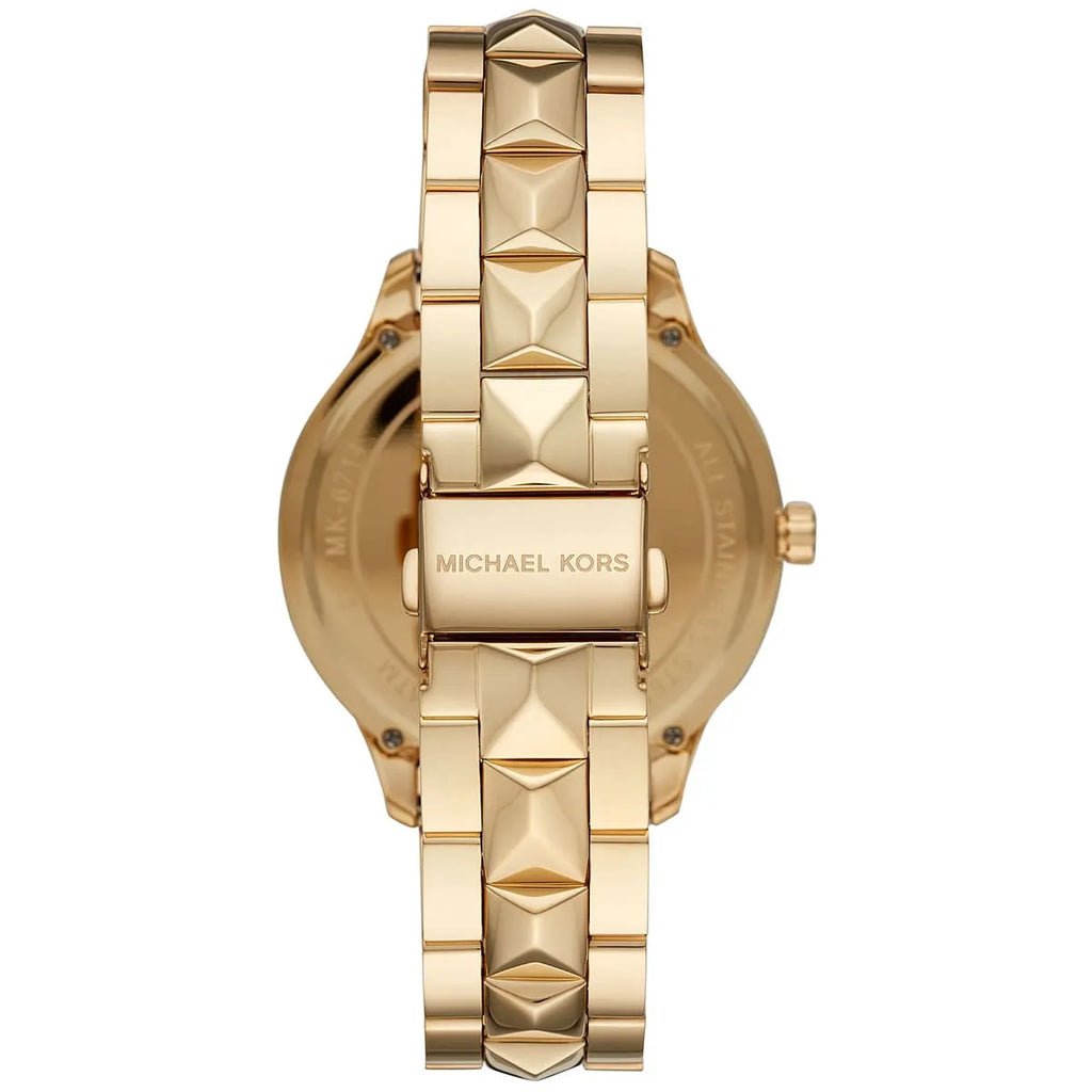 Michael Kors Runway MK6714 38mm Women's Quartz Watch – Pavé Gold with Gold Stainless Steel Bracelet