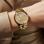 Michael Kors Runway MK6714 38mm Women's Quartz Watch – Pavé Gold with Gold Stainless Steel Bracelet