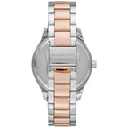 Michael Kors Layton MK6849 38mm Women's Quartz Watch – Mother Of Pearl with Two-Tone Genuine Leather Strap
