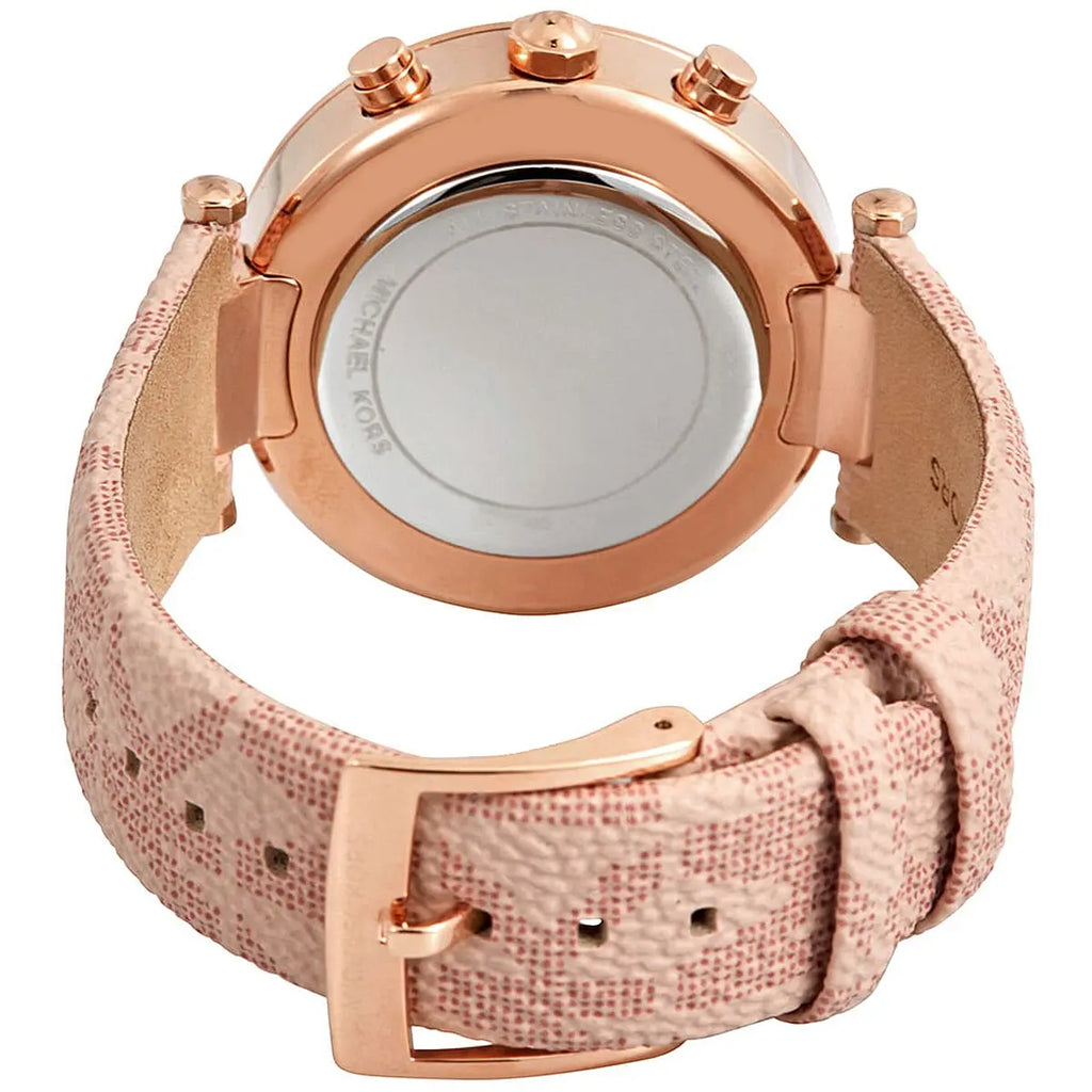 Michael Kors Parker MK6935 39mm Women's Chronograph Watch – Pavé Rose Gold with Pink Silicone Strap