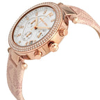 Michael Kors Parker MK6935 39mm Women's Chronograph Watch – Pavé Rose Gold with Pink Silicone Strap