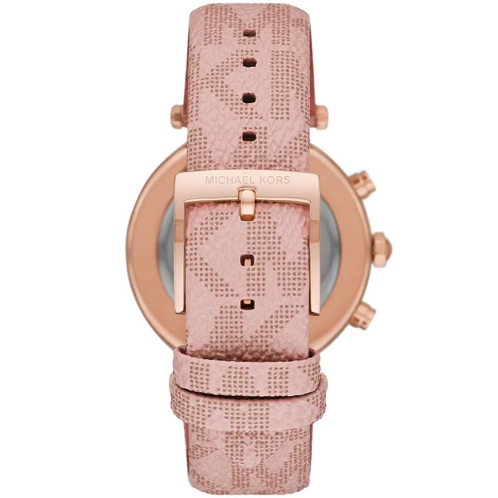 Michael Kors Parker MK6935 39mm Women's Chronograph Watch – Pavé Rose Gold with Pink Silicone Strap