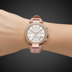 Michael Kors Parker MK6935 39mm Women's Chronograph Watch – Pavé Rose Gold with Pink Silicone Strap