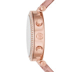 Michael Kors Parker MK6935 39mm Women's Chronograph Watch – Pavé Rose Gold with Pink Silicone Strap