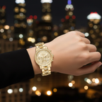 Michael Kors Ritz MK6937 37mm Women's Chronograph Watch – Sunray Gold with Gold Stainless Steel Bracelet