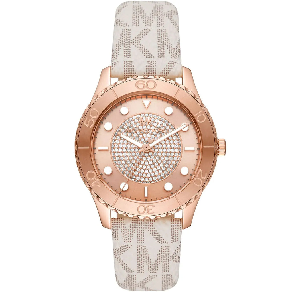 Michael Kors Runway MK6980 37mm Women's Quartz Watch – Pavé Rose Gold with Rose Gold Stainless Steel Bracelet