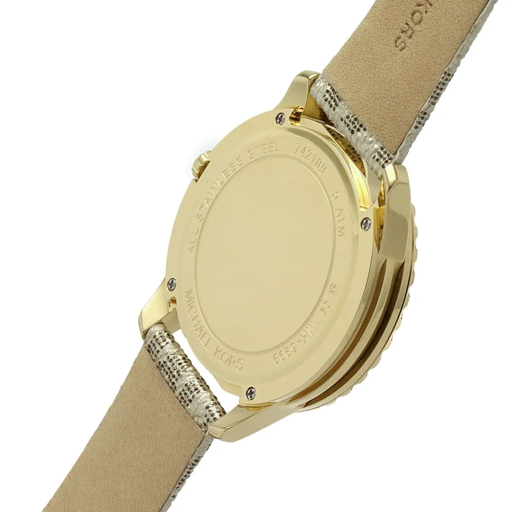 Michael Kors Runway MK6999 40mm Women's Quartz Watch – Pavé Gold with Gold Silicone Strap