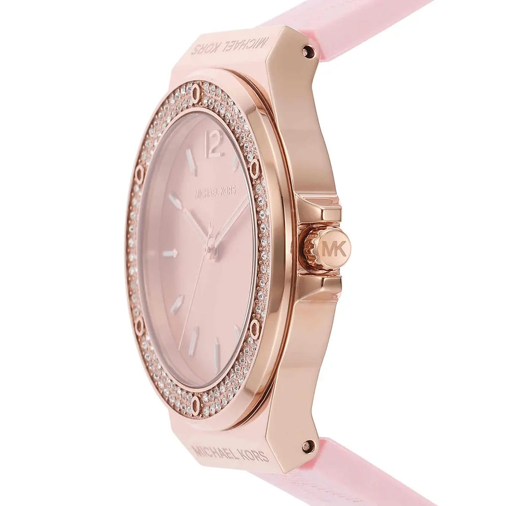 Michael Kors Lennox MK7282 37mm Women's Quartz Watch – Rose Gold with Rose Gold Silicone Strap