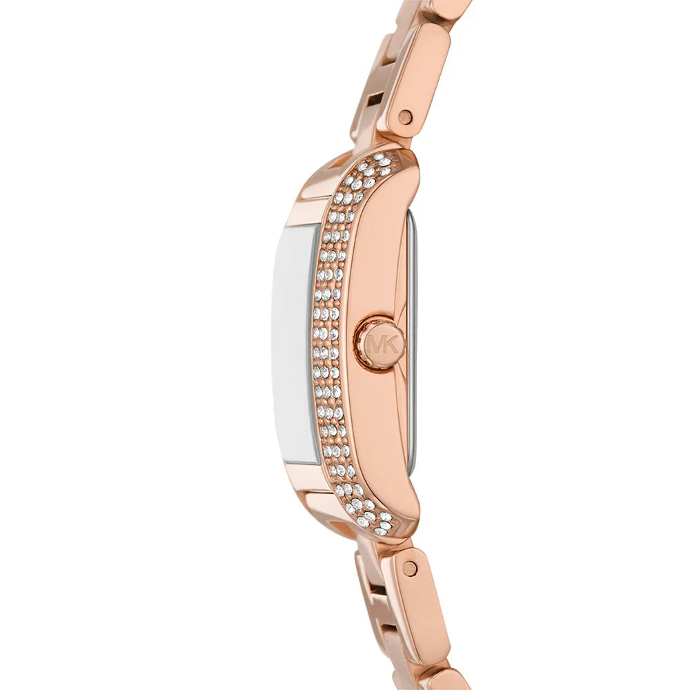 Michael Kors Emery MK7512 33mm Women's Chronograph Watch – Pavé Rose Gold with Rose Gold Stainless Steel Bracelet