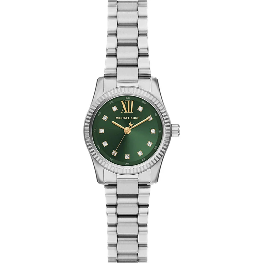 Michael Kors Lexington MK7580 26mm Women's Quartz Watch – Green with Silver Stainless Steel Bracelet