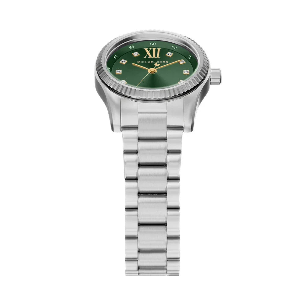 Michael Kors Lexington MK7580 26mm Women's Quartz Watch – Green with Silver Stainless Steel Bracelet