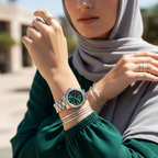 Michael Kors Lexington MK7580 26mm Women's Quartz Watch – Green with Silver Stainless Steel Bracelet