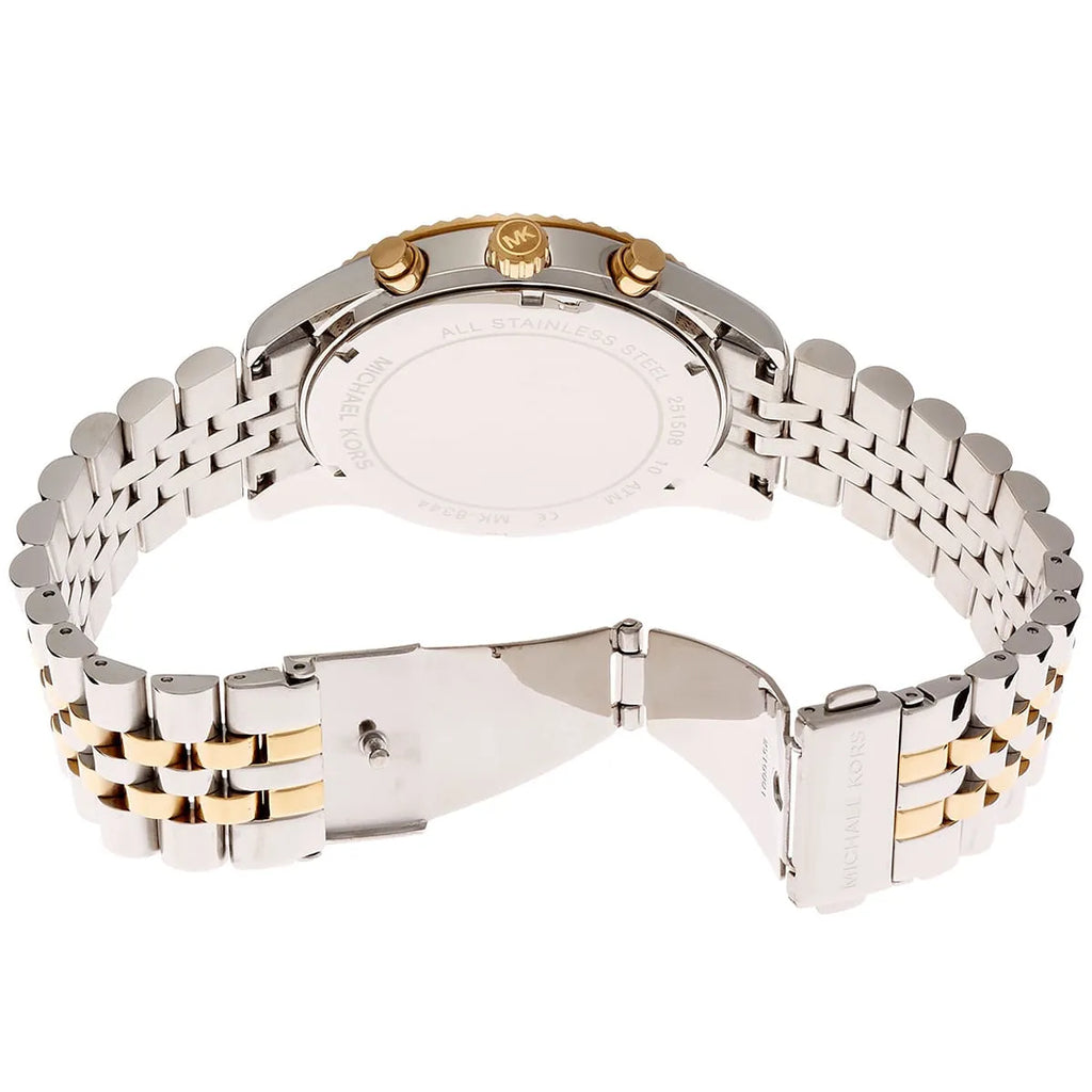 Michael Kors Lexington MK8344 45mm Men's Chronograph Watch – Silver & Two-Tone Silver and Gold Stainless Steel Bracelet
