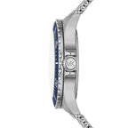 Michael Kors Everest MK9082 43mm Men's Quartz Watch – Navy Blue Textured & Silver Stainless Steel Mesh Bracelet