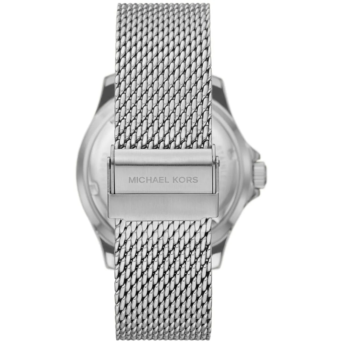 Michael Kors Everest MK9082 43mm Men's Quartz Watch – Navy Blue Textured & Silver Stainless Steel Mesh Bracelet