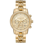 Michael Kors Ritz MK6937 37mm Women's Chronograph Watch – Sunray Gold with Gold Stainless Steel Bracelet