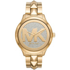 Michael Kors Runway MK6714 38mm Women's Quartz Watch – Pavé Gold with Gold Stainless Steel Bracelet