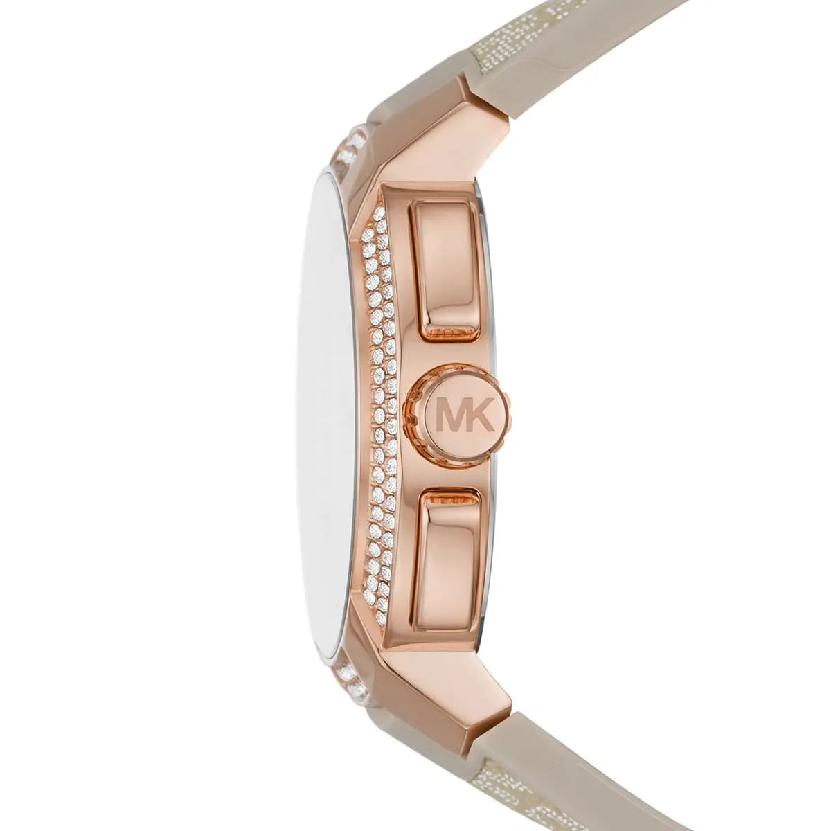 Michael Kors Sidney MK6949 38mm Women's Chronograph Watch – Pavé Rose Gold with Rose Gold Rubber Strap