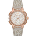Michael Kors Sidney MK6949 38mm Women's Chronograph Watch – Pavé Rose Gold with Rose Gold Rubber Strap