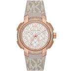 Michael Kors Sidney MK6949 38mm Women's Chronograph Watch – Pavé Rose Gold with Rose Gold Rubber Strap