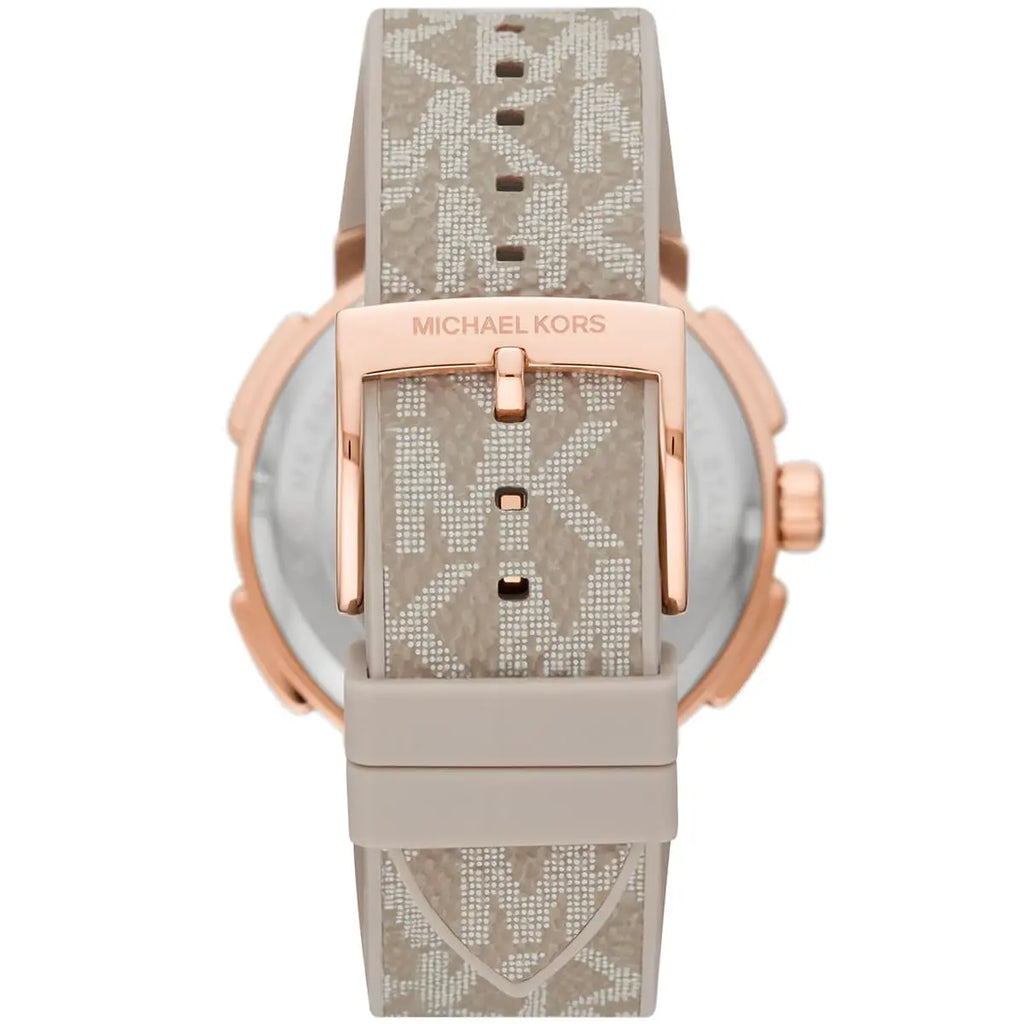 Michael Kors Sidney MK6949 38mm Women's Chronograph Watch – Pavé Rose Gold with Rose Gold Rubber Strap