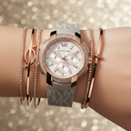 Michael Kors Sidney MK6949 38mm Women's Chronograph Watch – Pavé Rose Gold with Rose Gold Rubber Strap