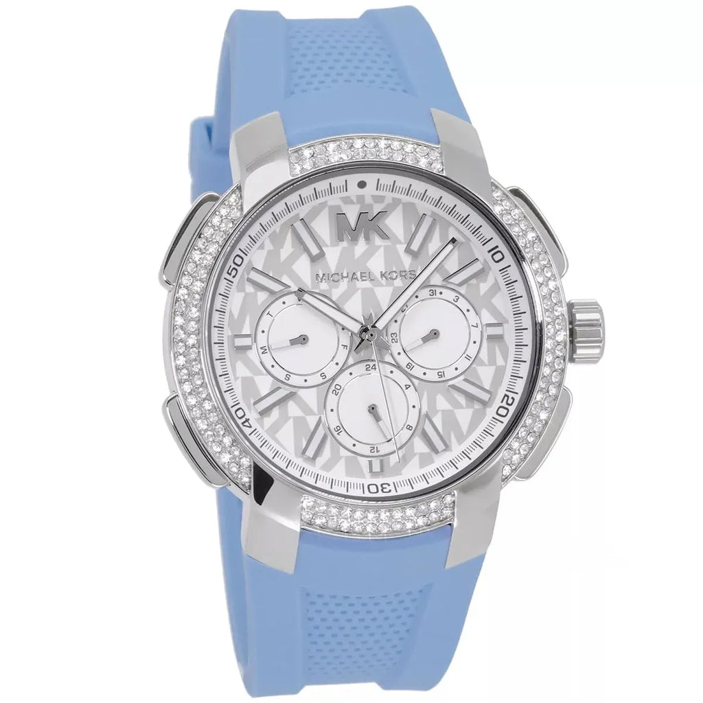 Michael Kors Sidney MK7220 38mm Women's Quartz Watch – Pavé Blue with Blue Rubber Strap