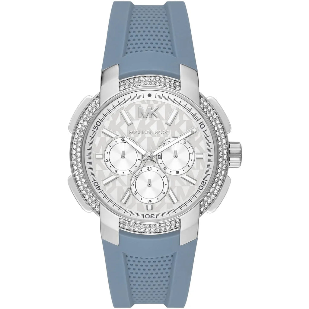 Michael Kors Sidney MK7220 38mm Women's Quartz Watch – Pavé Blue with Blue Rubber Strap