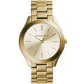 Michael Kors Slim Runway MK3179 42mm Women's Quartz Watch – Sunray Gold with Gold Genuine Leather Strap
