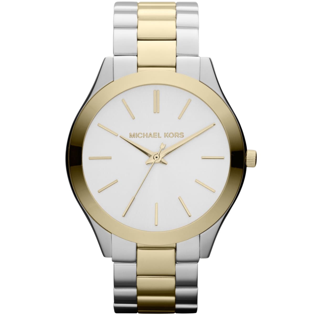 Michael Kors Slim Runway MK3198 42mm Women's Quartz Watch – White with Black Genuine Leather Strap