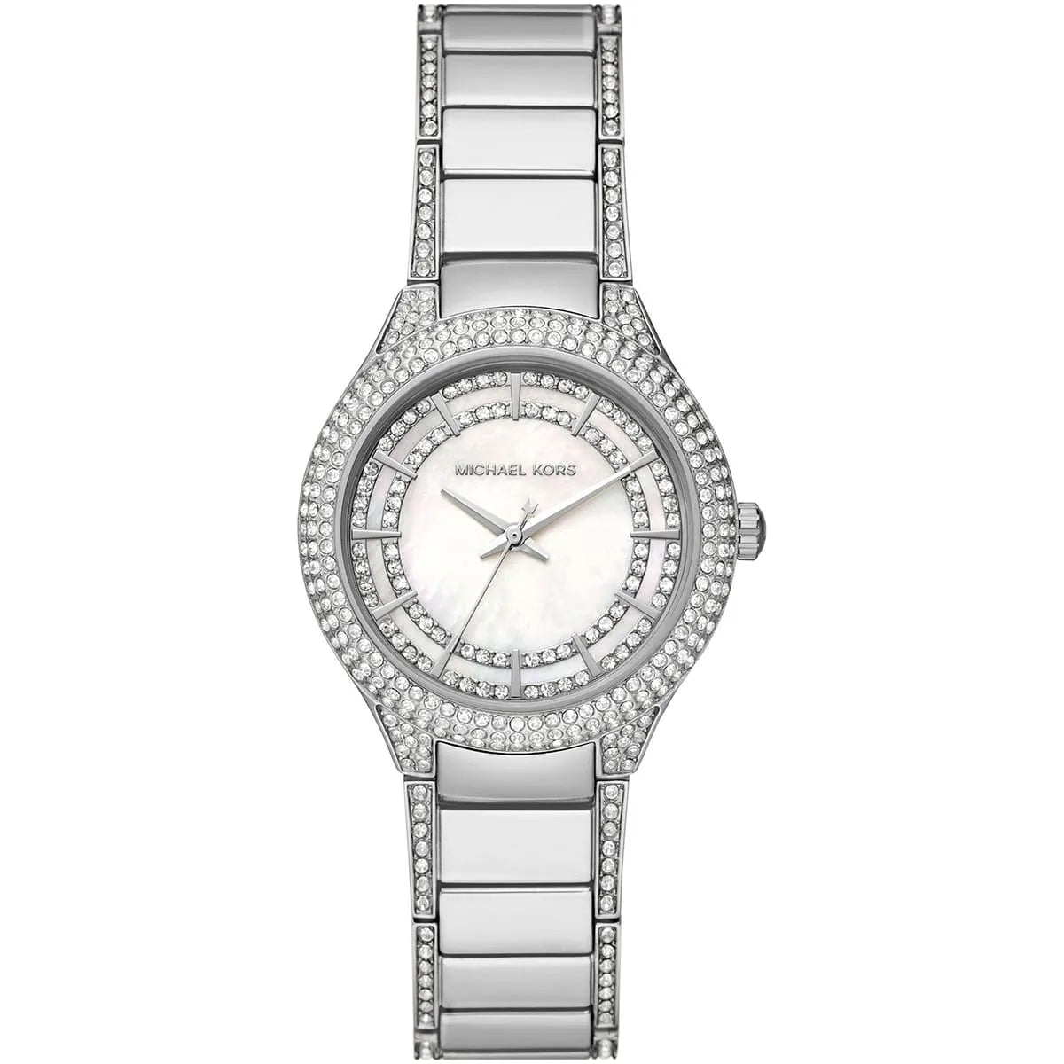 Michael Kors Sylvia MK4657 34mm Women's Quartz Watch – Mother-of-Pearl White with Silver Stainless Steel Bracelet