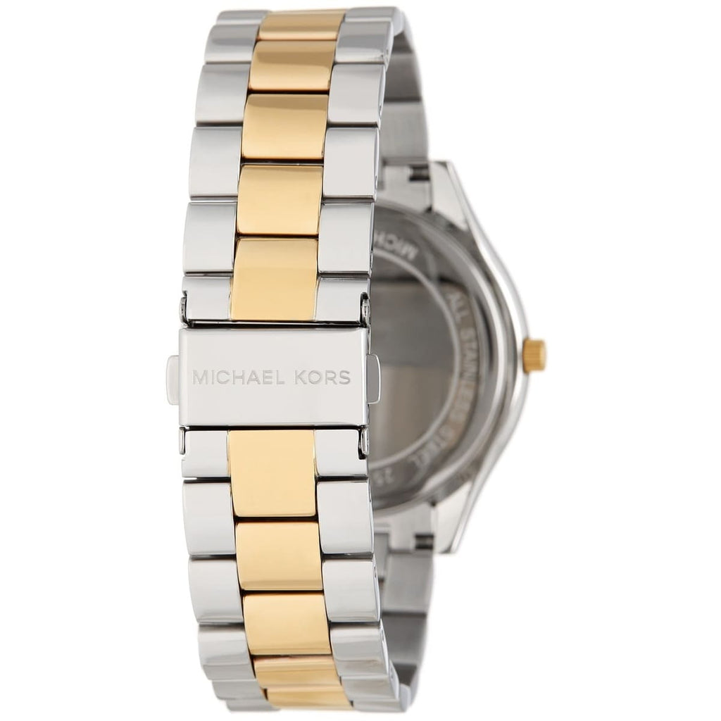 Michael Kors Slim Runway MK3198 42mm Women's Quartz Watch – White with Black Genuine Leather Strap