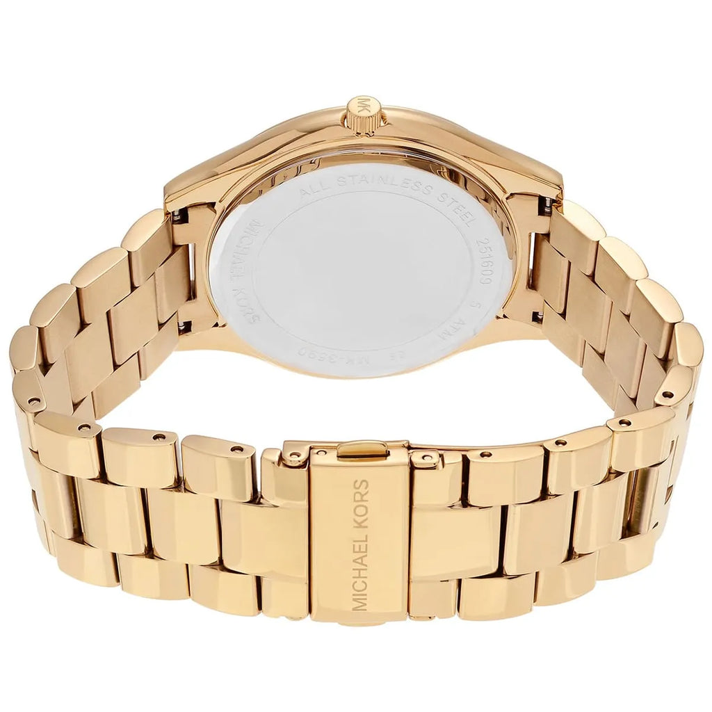 Michael Kors Runway MK3590 38mm Women's Quartz Watch – Gold with Gold Stainless Steel Bracelet