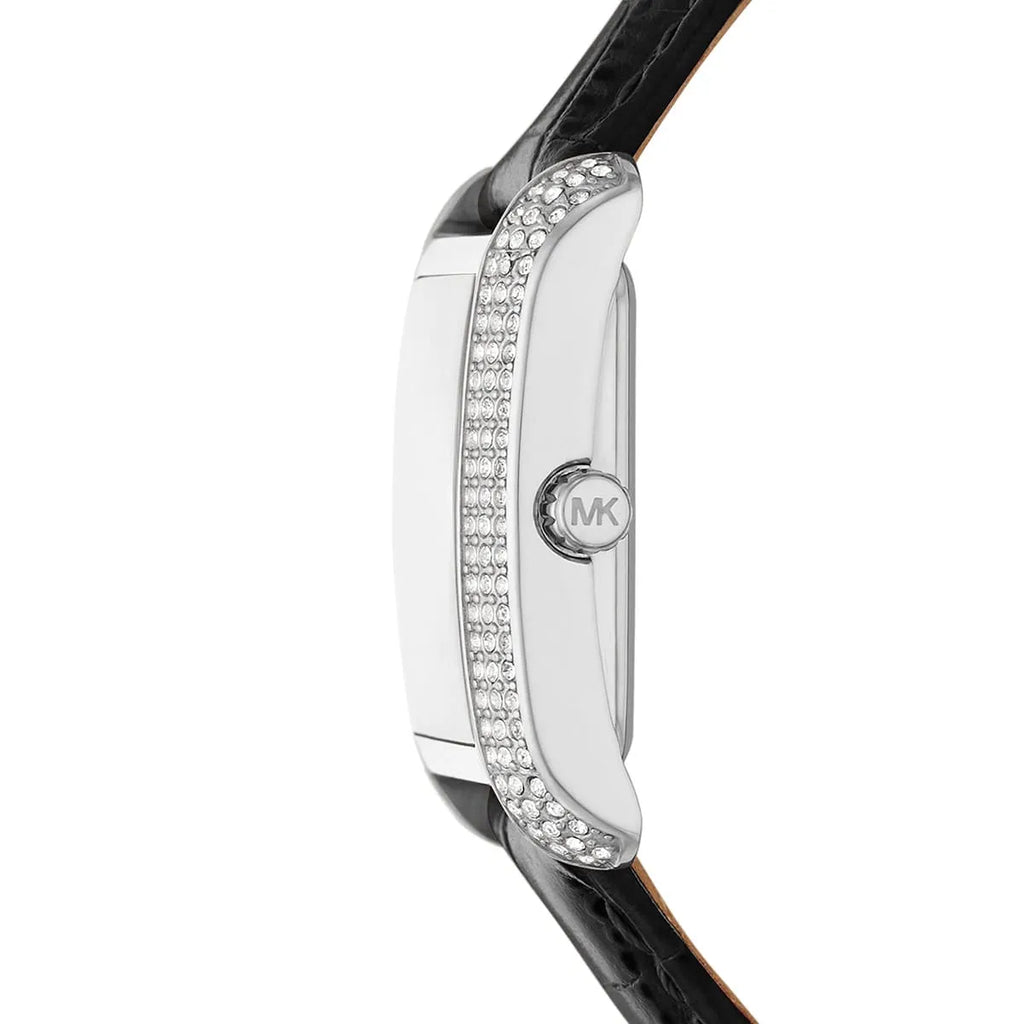 Michael Kors Emery MK4696 Women's Quartz Watch – Sunray Black with Black Genuine Leather Strap