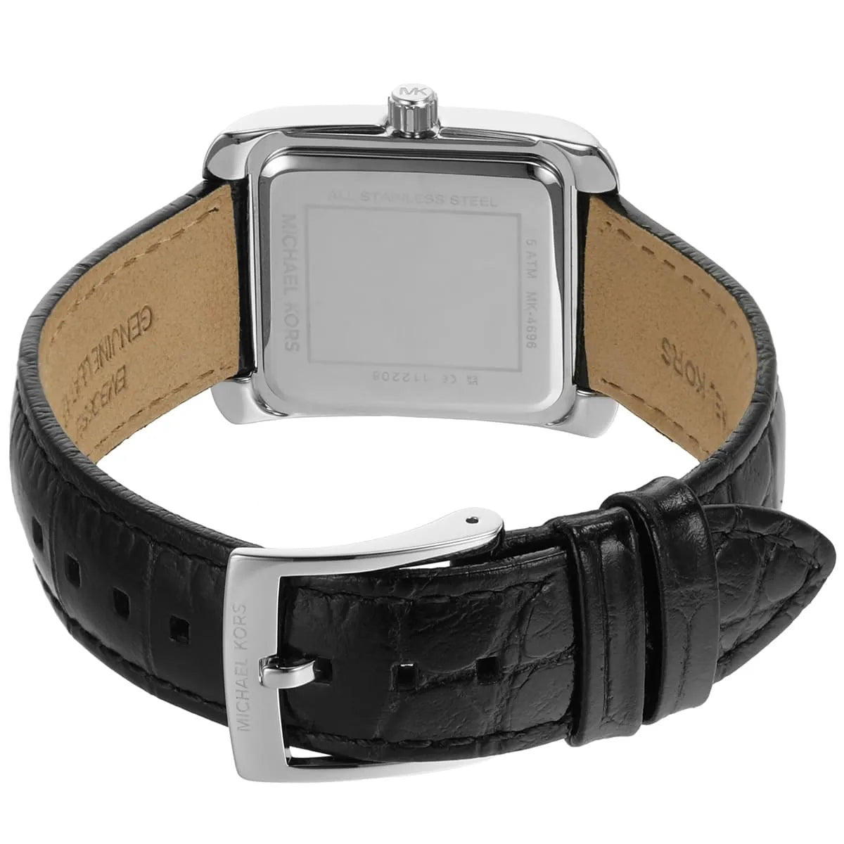 Michael Kors Emery MK4696 Women's Quartz Watch – Sunray Black with Black Genuine Leather Strap