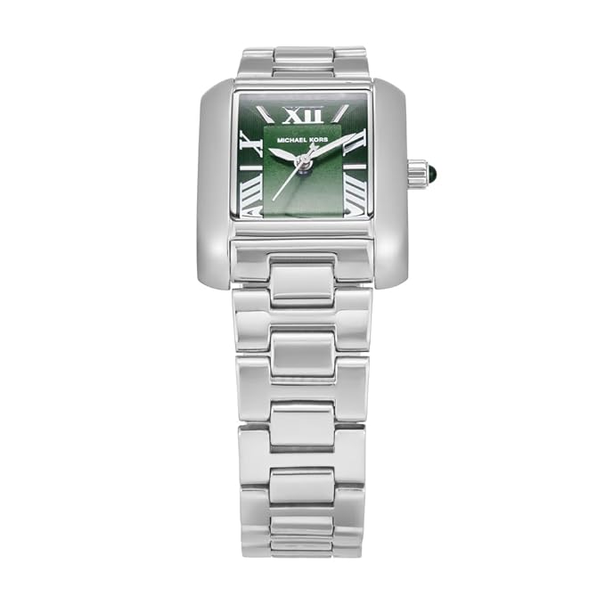 Michael Kors Emery MK4832 27mm Women's Quartz Watch – Sunray Emerald Green with Silver Stainless Steel Bracelet