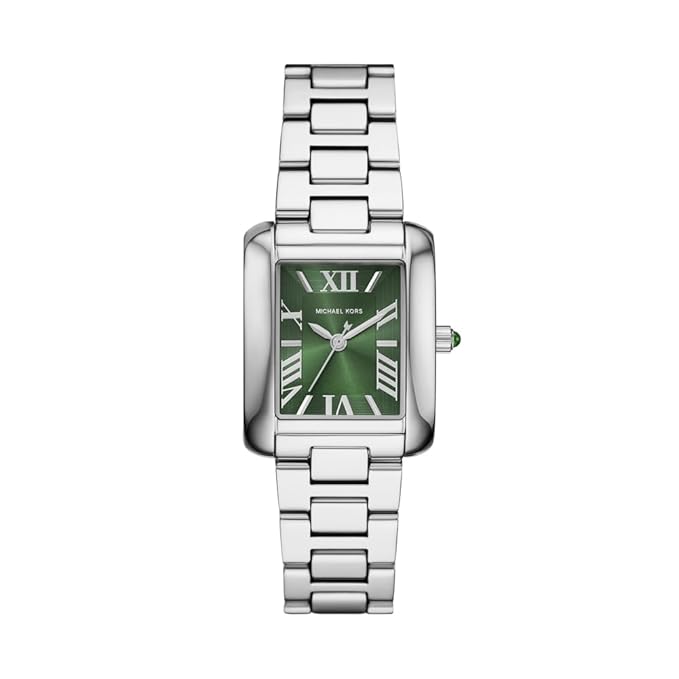 Michael Kors Emery MK4832 27mm Women's Quartz Watch – Sunray Emerald Green with Silver Stainless Steel Bracelet