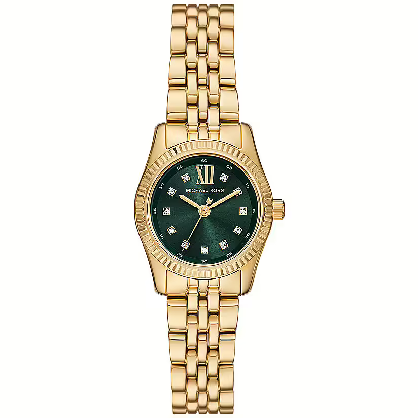 Michael Kors Lexington MK4842 26mm Women's Quartz Watch – Sunray Emerald Green with Gold Stainless Steel Bracelet