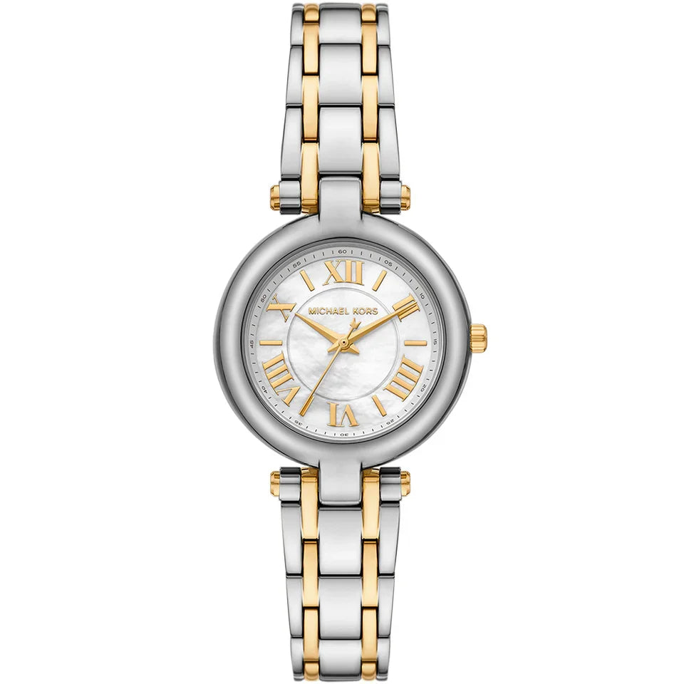 Michael Kors Lennox MK4895 33mm Women's Quartz Watch – Mother Of Pearl with Two-Tone Stainless Steel Bracelet
