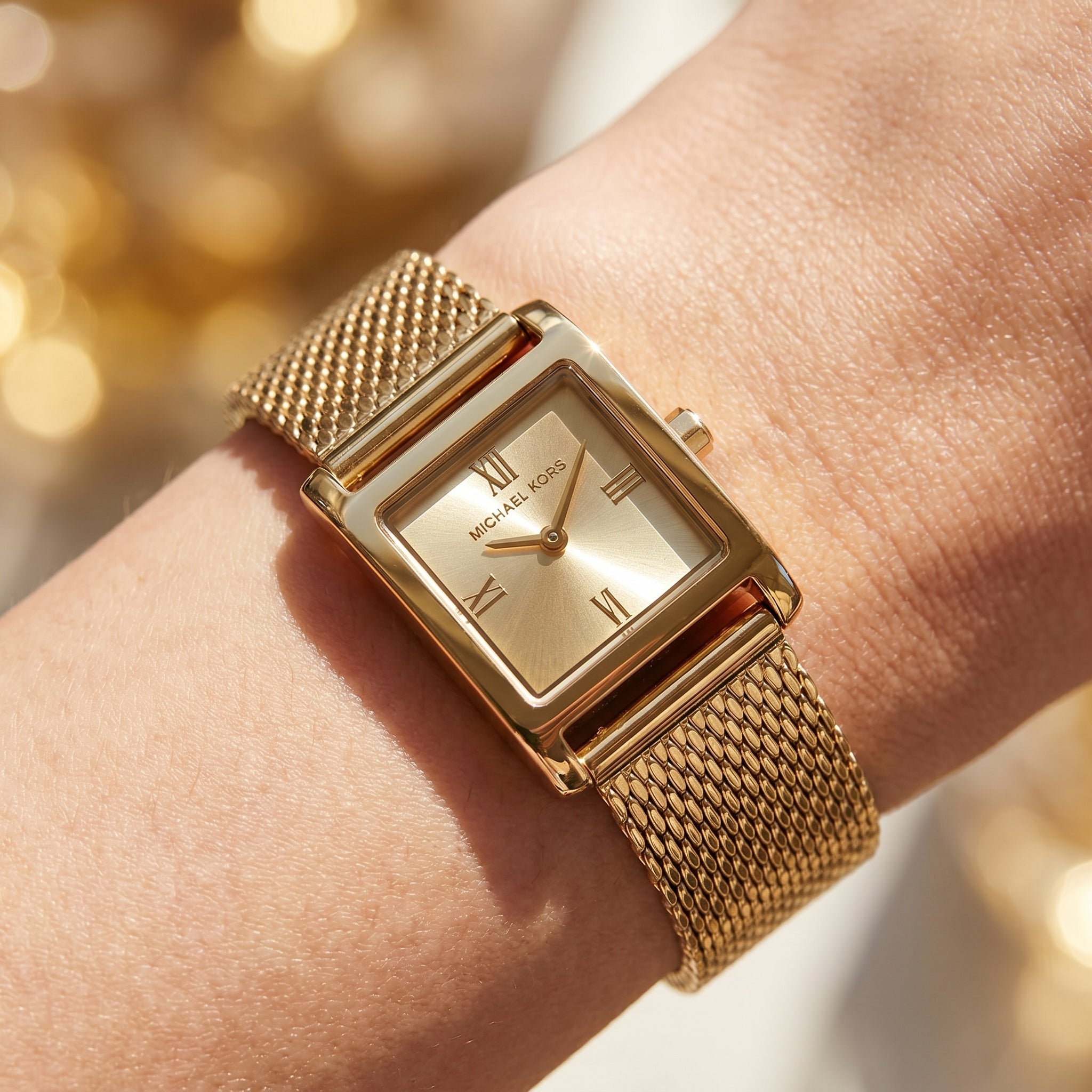 Michael Kors Emery MK4959 24mm Women's Quartz Watch – Sunray Gold with Gold Stainless Steel Mesh Bracelet