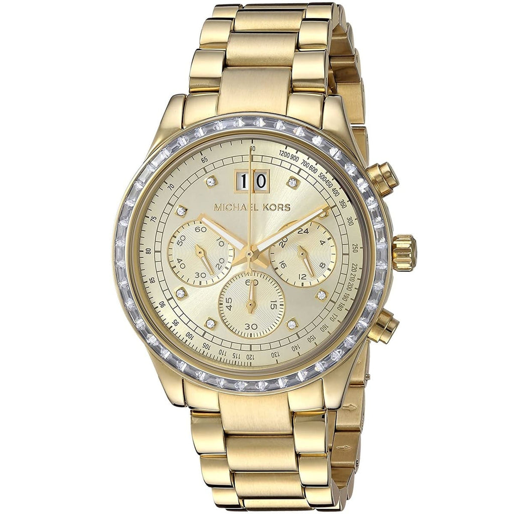 Michael Kors Brinkley MK6187 42mm Women's Chronograph Watch – Gold with Gold Stainless Steel Bracelet