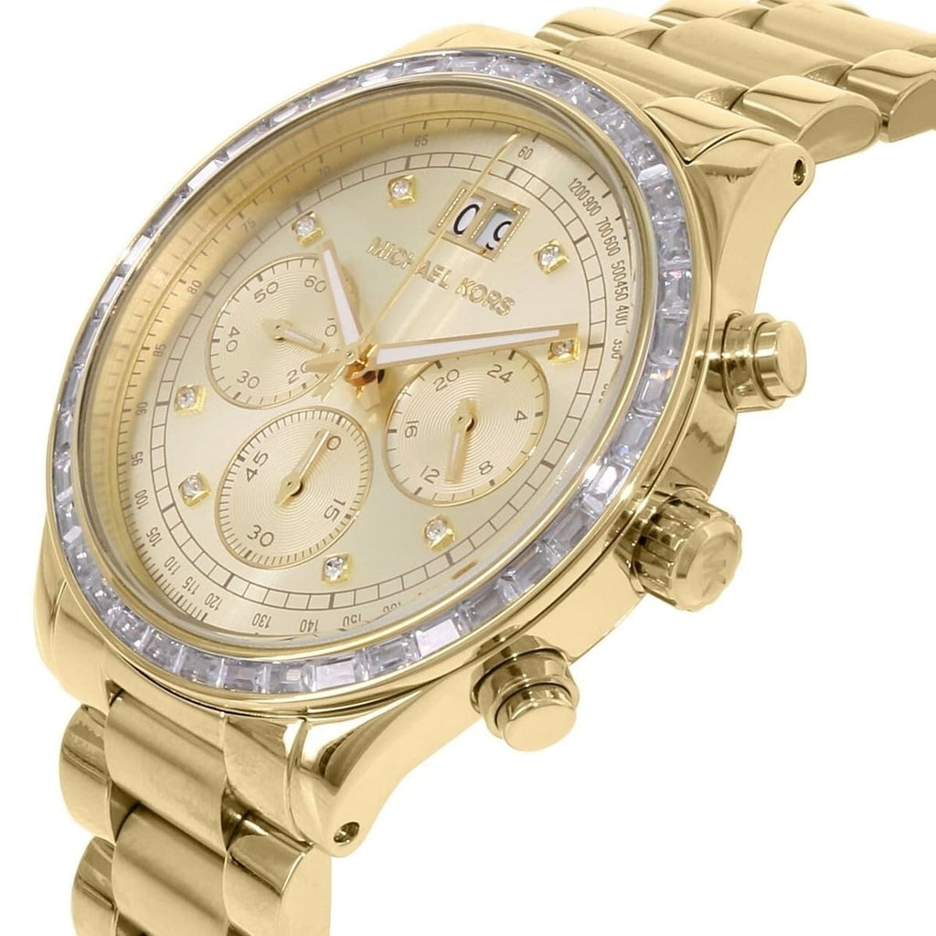 Michael Kors Brinkley MK6187 42mm Women's Chronograph Watch – Gold with Gold Stainless Steel Bracelet