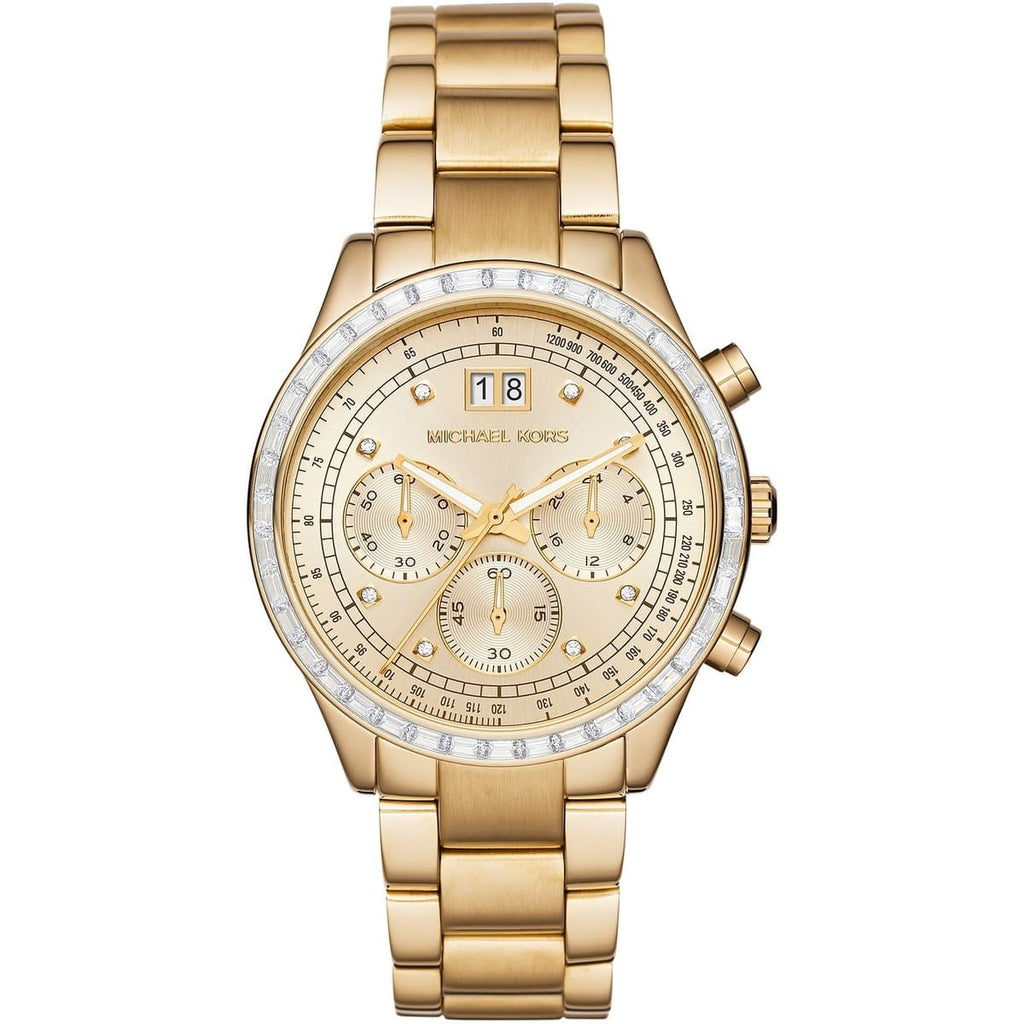 Michael Kors Brinkley MK6187 42mm Women's Chronograph Watch – Gold with Gold Stainless Steel Bracelet