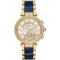 Michael Kors Parker MK6238 39mm Women's Chronograph Watch – Sunray Navy Blue with Navy Blue Acetate and Stainless Steel Bracelet